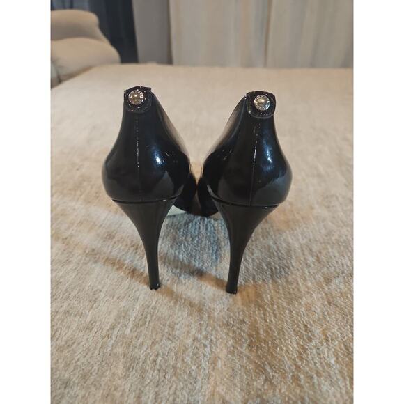 Michael Kors York Platform Black Patent Leather Heel Peep Toe Pump WOMENS 9.5 - Picture 3 of 9